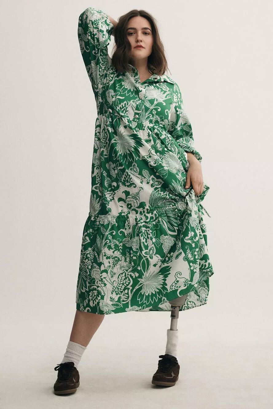 nwt ANTHROPOLOGIE MAEVE sz XL The Bettina shirt dress in Green motif